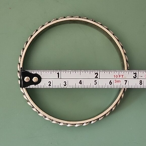 RJ Graziano Bangle Bracelet Pewter Tone Twisted Chain Design Brutalist - Picture 2 of 3